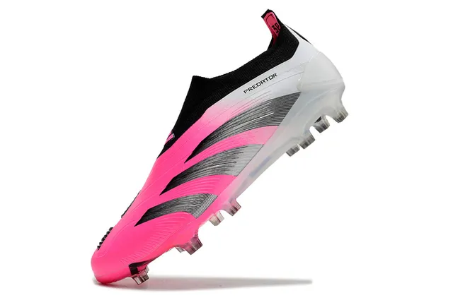 Adidas Predator Pink White Low-Cut Sock-Fit Upper Gradient Firm-Ground Soccer Shoes 6