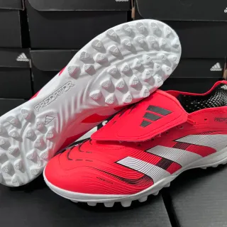 Adidas Predator Vermelho Branco Low-Cut Hybrid-Touch Upper Turf Sapatos de Futebol