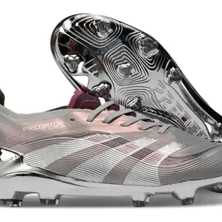 Adidas Predator Plata Rosa Metálico Iridiscente Tacón Firme Zapatos de fútbol