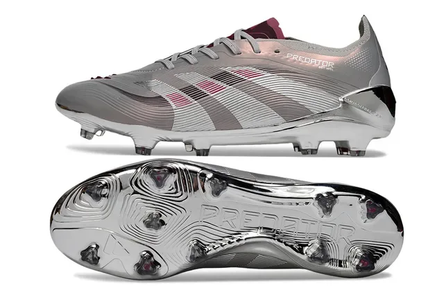 Adidas Predator Prata Rosa Metálico Iridiscente Tacão Firme Sapatos de Futebol 5
