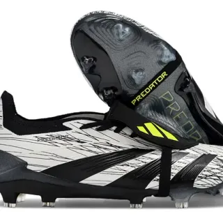 Adidas Predator Chaussures de football Blanc Noir Sans lacets Fermeture par sangle Graphique griffonnage Partie supérieure Sol ferme