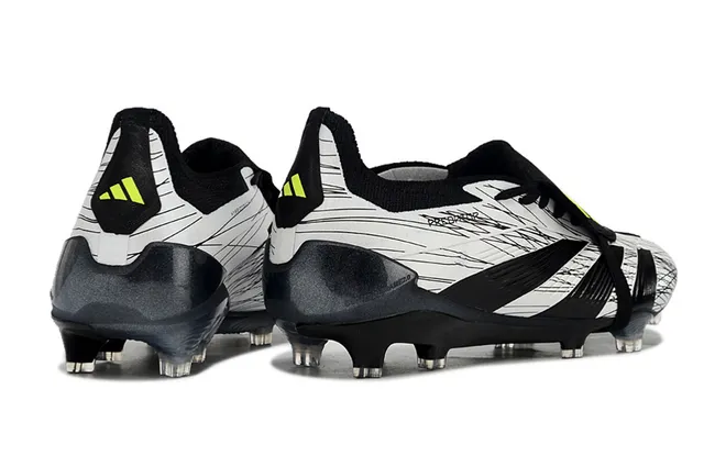 Adidas Predator White Black Laceless Strap Closure Scribble-Graphic Upper Firm-Ground Soccer Shoes 5