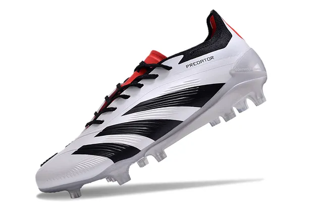 Adidas Predator Blanc Noir Rouge Firm-Ground Chaussures de Football 3