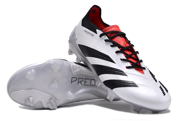 Adidas Predator Blanc Noir Rouge Firm-Ground Chaussures de Football 4