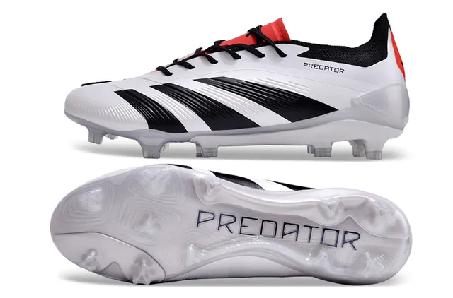 Adidas Predator Blanc Noir Rouge Firm-Ground Chaussures de Football 6
