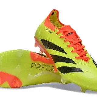 Adidas Predator Amarillo Naranja Neón Upper Cordones Y Talón Firm-Ground Zapatos de Fútbol