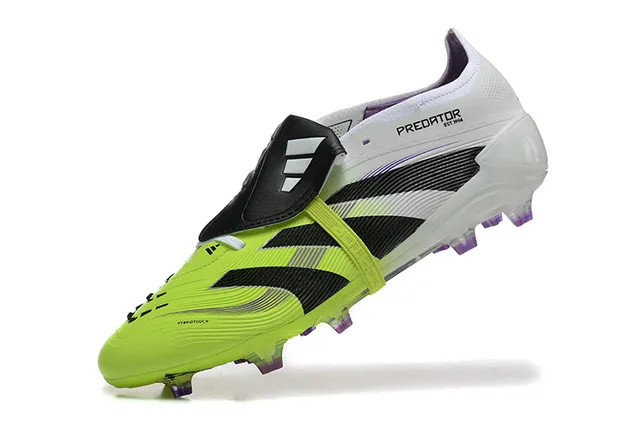 Adidas Predator Sapatos de futebol solo firme Amarelo Branco sem cadarços fechamento de tiras jaula do antepé neon 5
