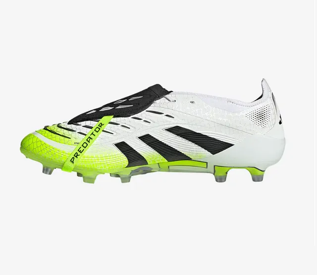 Adidas Predator أصفر أبيض بدون أربطة إغلاق حزام نيون أعلى هجين لمس أرضية صلبة أحذية كرة القدم 12