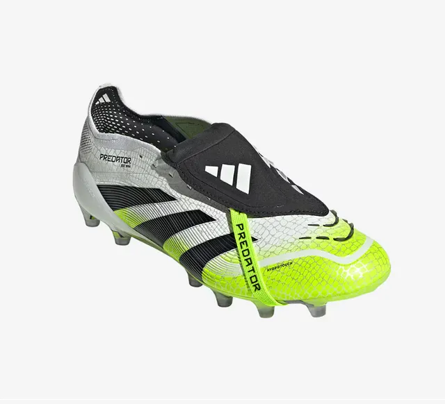 Adidas Predator أصفر أبيض بدون أربطة إغلاق حزام نيون أعلى هجين لمس أرضية صلبة أحذية كرة القدم 13