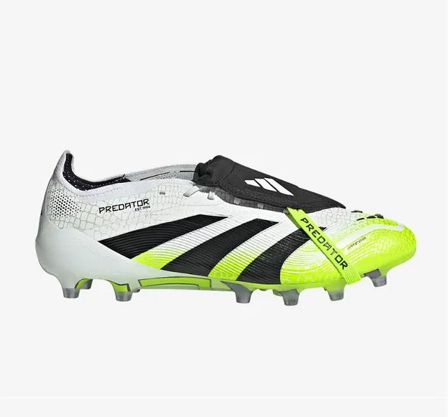Adidas Predator أصفر أبيض بدون أربطة إغلاق حزام نيون أعلى هجين لمس أرضية صلبة أحذية كرة القدم 14