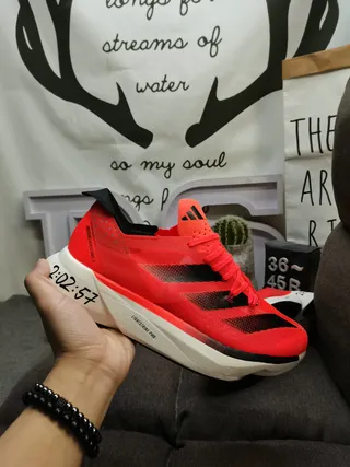 Adidas Red Black Engineered Mesh Upper Three-Stripe Side Panel Running Shoes 5