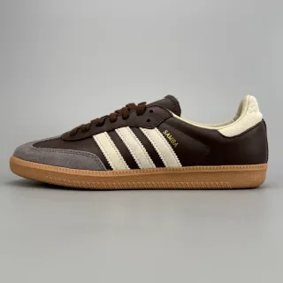 Adidas Samba حذاء رياضي بني وبيج جلد وسويدي لايف ستايل