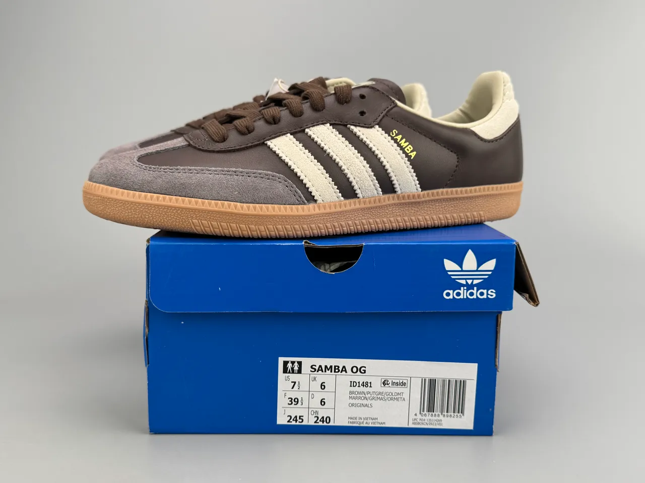 Adidas Samba حذاء رياضي بني وبيج جلد وسويدي لايف ستايل 10