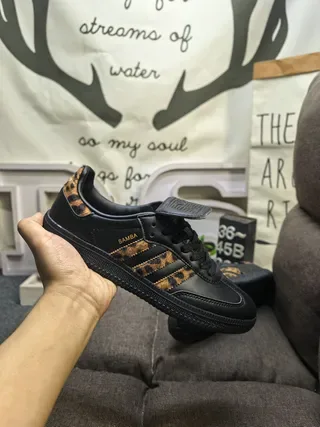 Adidas Samba Tênis Lifestyle Preto com estampa de leopardo 5