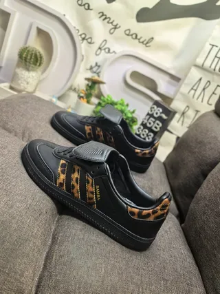 Adidas Samba Tênis Lifestyle Preto com estampa de leopardo 7