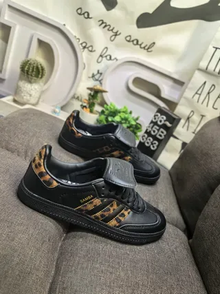 Adidas Samba Tênis Lifestyle Preto com estampa de leopardo 9