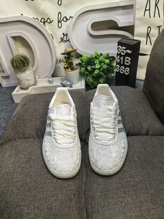 Adidas Samba Off-White Glitter Stripe Lifestyle Sneakers 10