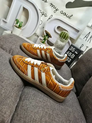Adidas Samba OG Croc-Embossed Tan Lifestyle Sneakers 7