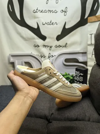 Adidas Samba Open-Back Lace-Up Beige Loafers 5