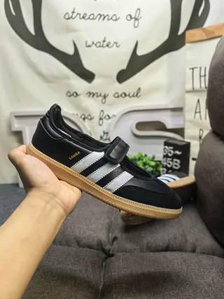 Adidas Samba Sapatos Mary Jane Rosa Bege Sem Cadarço com Tirante Velcro 5