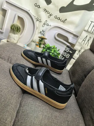 Adidas Samba Sapatos Mary Jane Rosa Bege Sem Cadarço com Tirante Velcro 7