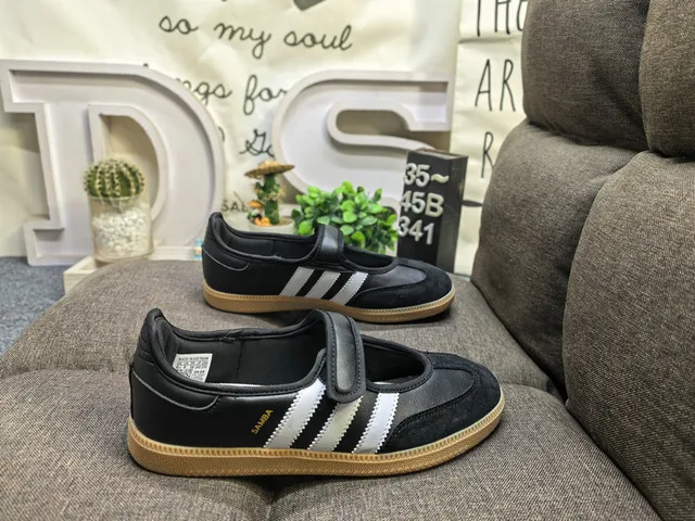 Adidas Samba Sapatos Mary Jane Rosa Bege Sem Cadarço com Tirante Velcro 11