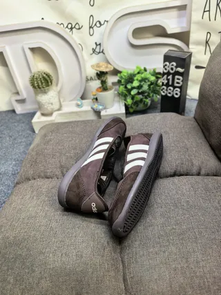 Adidas Samba Soft Brown Beige Suede-Like Upper Three-Stripe Side Panel Mary Jane Shoes 6