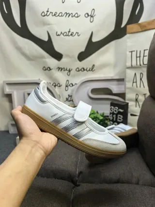 Adidas Samba White and Silver Gray Lifestyle Sneakers 5