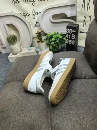Adidas Samba White and Silver Gray Lifestyle Sneakers 6