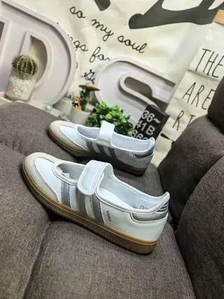 Adidas Samba White and Silver Gray Lifestyle Sneakers 7