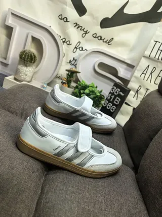 Adidas Samba White and Silver Gray Lifestyle Sneakers 9