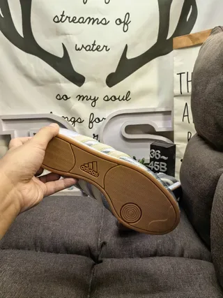 Adidas Prateado Bege Sem Cadarço Fita Velcro Ponta Acolchada Tênis 4