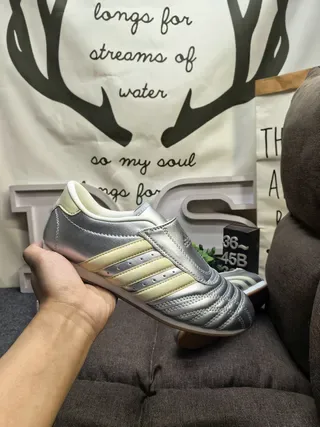 Adidas Prateado Bege Sem Cadarço Fita Velcro Ponta Acolchada Tênis 5