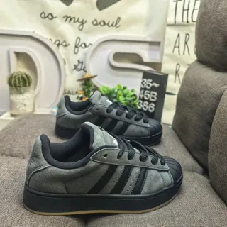 Adidas Superstar رمادي داكن أسود سويدي أسلوب حياة أحذية رياضية