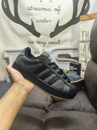 Adidas Superstar رمادي داكن أسود سويدي أسلوب حياة أحذية رياضية 5