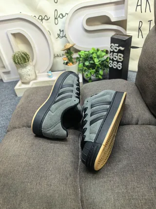 Adidas Superstar رمادي داكن أسود سويدي أسلوب حياة أحذية رياضية 6
