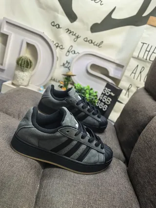 Adidas Superstar رمادي داكن أسود سويدي أسلوب حياة أحذية رياضية 9