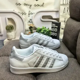 Adidas Superstar White and Silver Metallic Lifestyle Sneakers