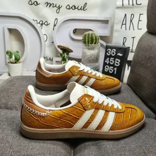 Adidas Three-Stripe Tan Leather Lifestyle Sneakers