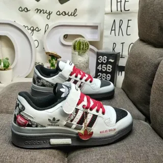 Adidas أبيض أسود منخفض الارتفاع حزام فيلكرو نمط حياة حذاء رياضي