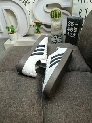 Adidas White Black Suede Upper Three-Stripe Side Panel Lifestyle Sneakers 6
