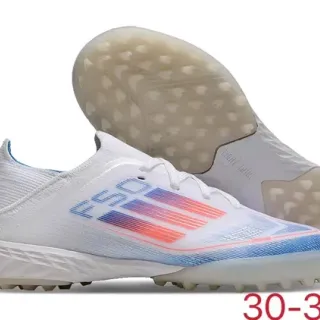 Adidas White Blue Low-Cut Knit Upper Gradient Stripe Graphic Turf Soccer Shoes