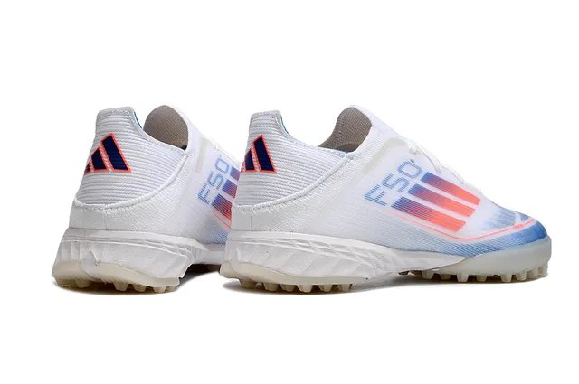 Adidas White Blue Low-Cut Knit Upper Gradient Stripe Graphic Turf Soccer Shoes 2