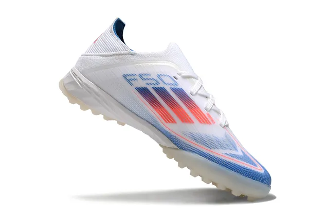 Adidas White Blue Low-Cut Knit Upper Gradient Stripe Graphic Turf Soccer Shoes 4