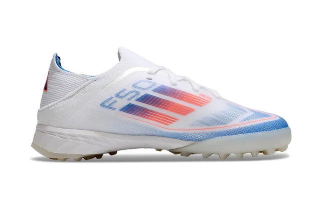 Adidas White Blue Low-Cut Knit Upper Gradient Stripe Graphic Turf Soccer Shoes 5