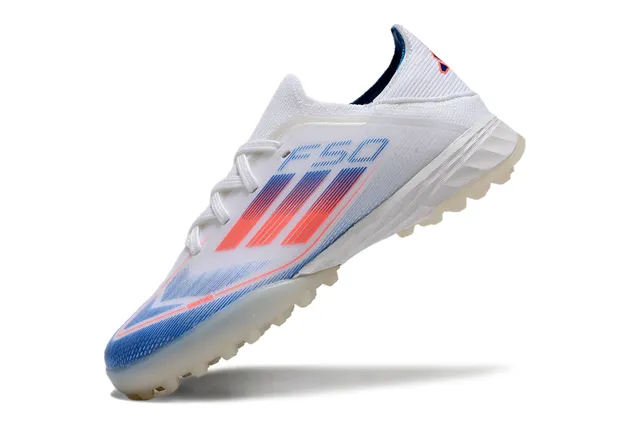 Adidas White Blue Low-Cut Knit Upper Gradient Stripe Graphic Turf Soccer Shoes 6