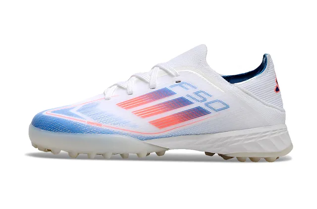Adidas White Blue Low-Cut Knit Upper Gradient Stripe Graphic Turf Soccer Shoes 8