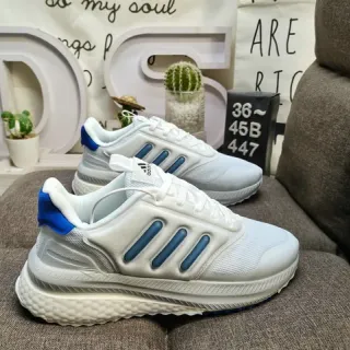 Adidas أبيض أزرق شبكة علوية ثلاث شرائط لوح جانبي أحذية رياضية أسلوب حياة