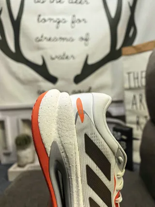 Adidas White Orange Knit Upper Sculpted Midsole Running Shoes 3