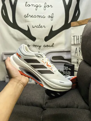Adidas White Orange Knit Upper Sculpted Midsole Running Shoes 5